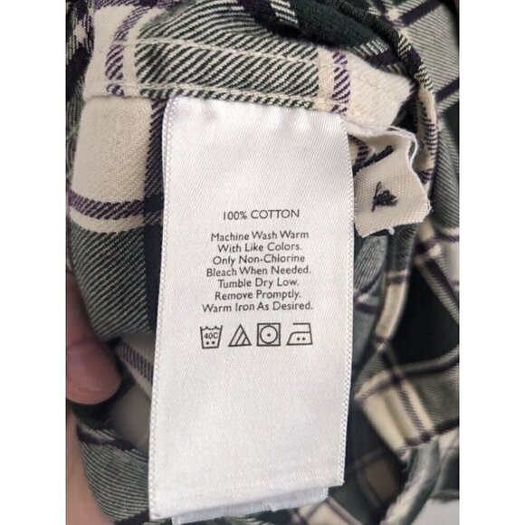 Eddie Bauer Forest Green Checkered Plaid Mid Weight Flannel Men's Size M - Picture 6 of 7